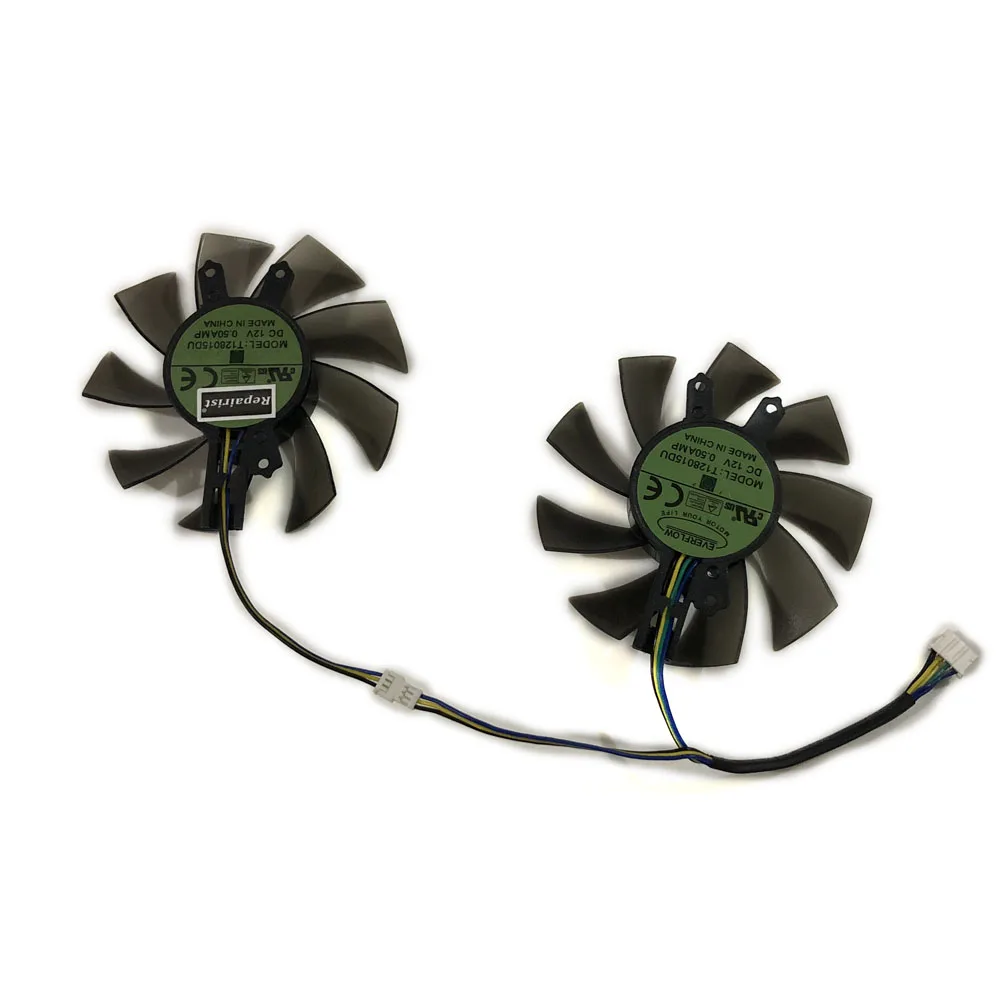 Ventilador de tarjeta gráfica FY08015M12LPA,T128015DU,VGA GPU, para GALAKURO GF-GTX1060 GTX 1660 Ti,RTX2070 2060, Blanco Mini, 2 unidades/juego