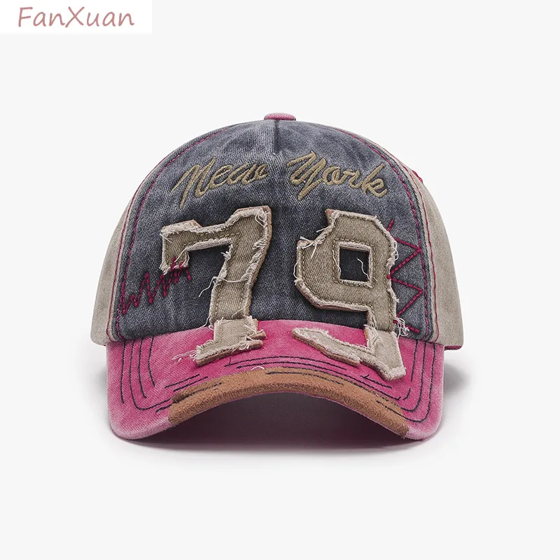 Big Numbers 79 Patchwork Baseball Cap for Men Women Caps Soft Faded Cotton Trucker Hats Vintage Sun Visor Hats