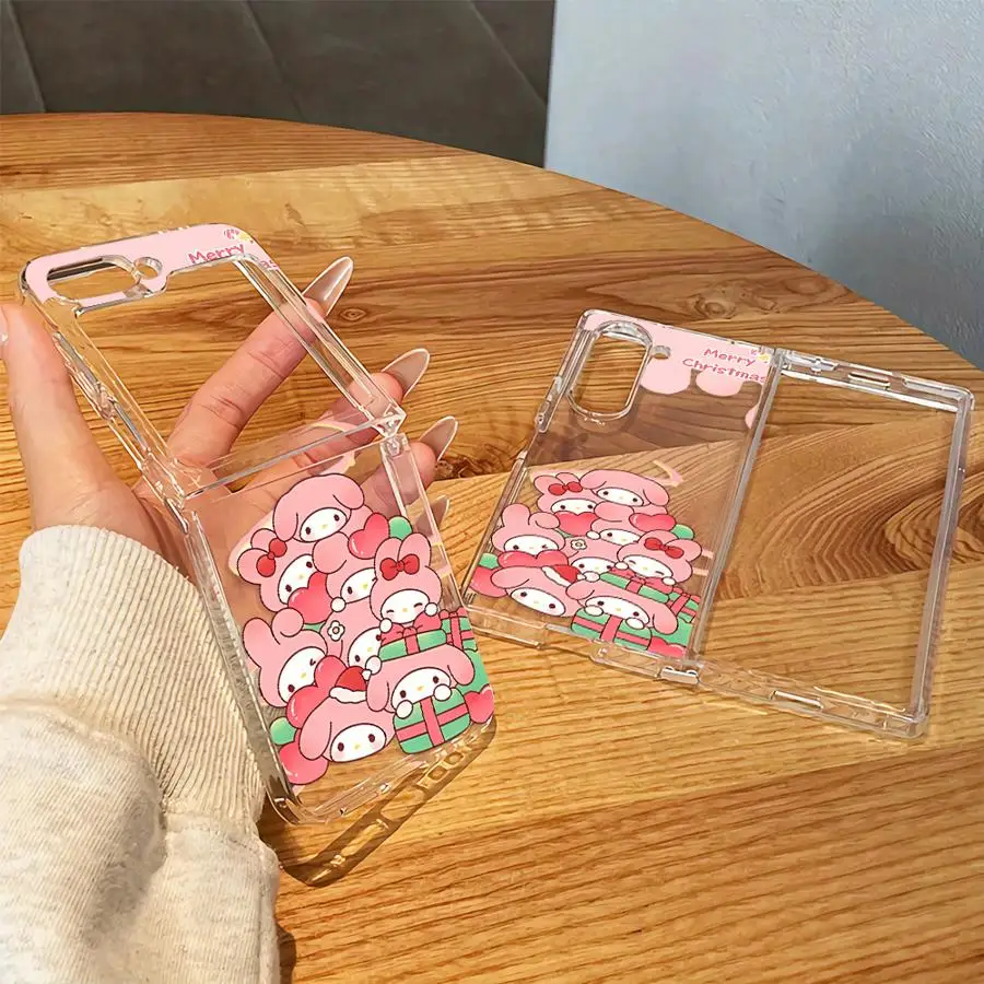 Sanrio My Melody Pink Case for Samsung Galaxy Z Fold 8 Ultra Z Flip 6 5 4 3 Z Fold 7 6 5 4 3 ZFold8Ultra Transparent Soft Phone