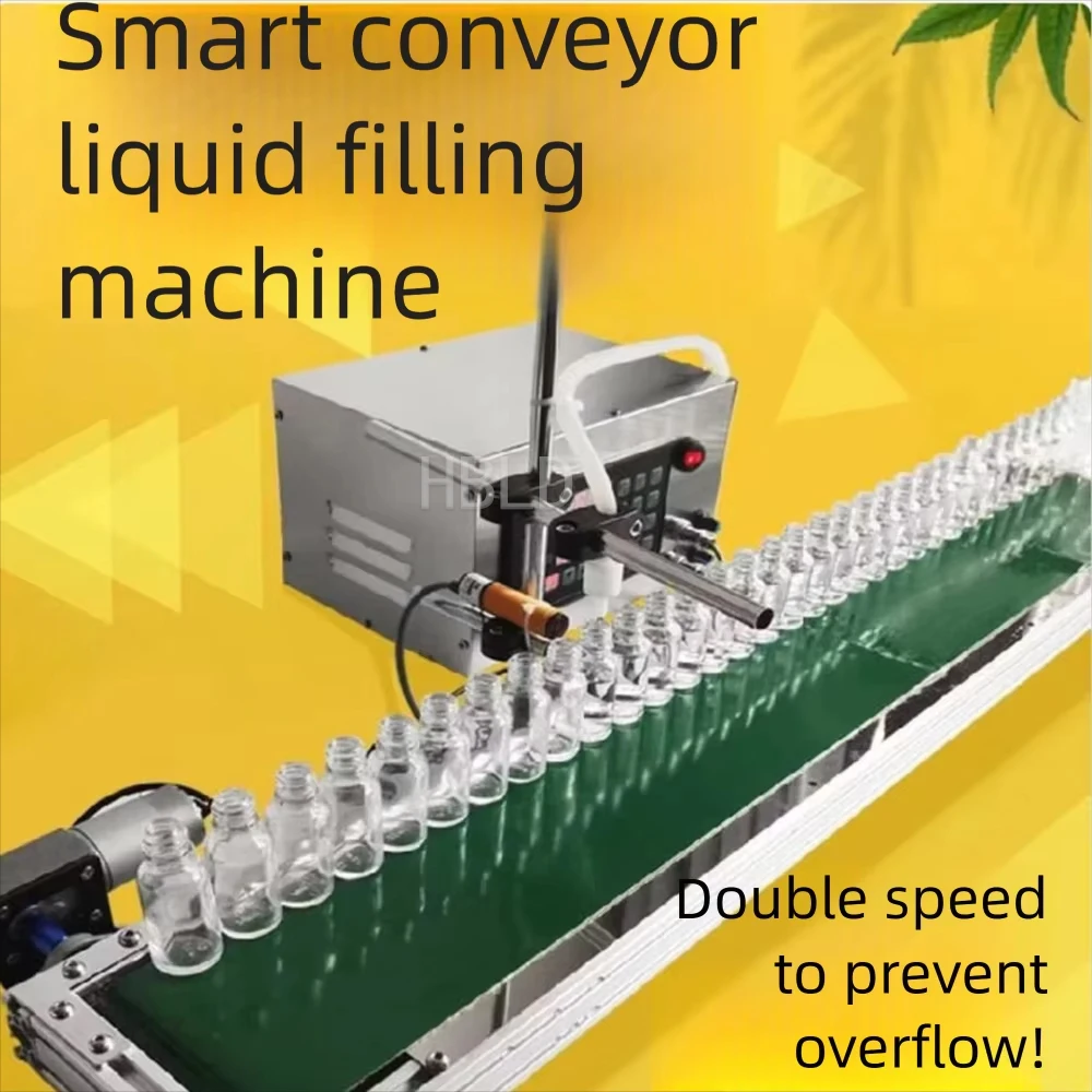 Conveyor Liquid Filling Machine, Applicable Bottle Height 0-300mm Automatic Filler for Beverage Juice Essential Oil Bottling