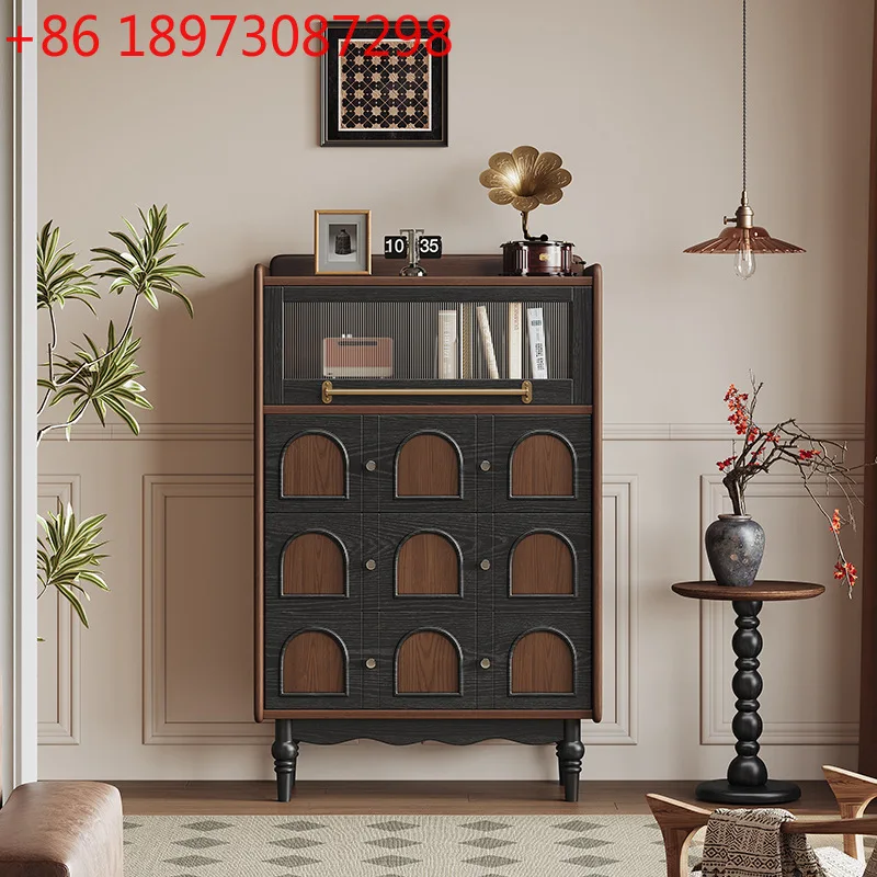 Armadietto portaoggetti antico francese in legno massello Armadietto laterale da pranzo con cassetto per soggiorno americano