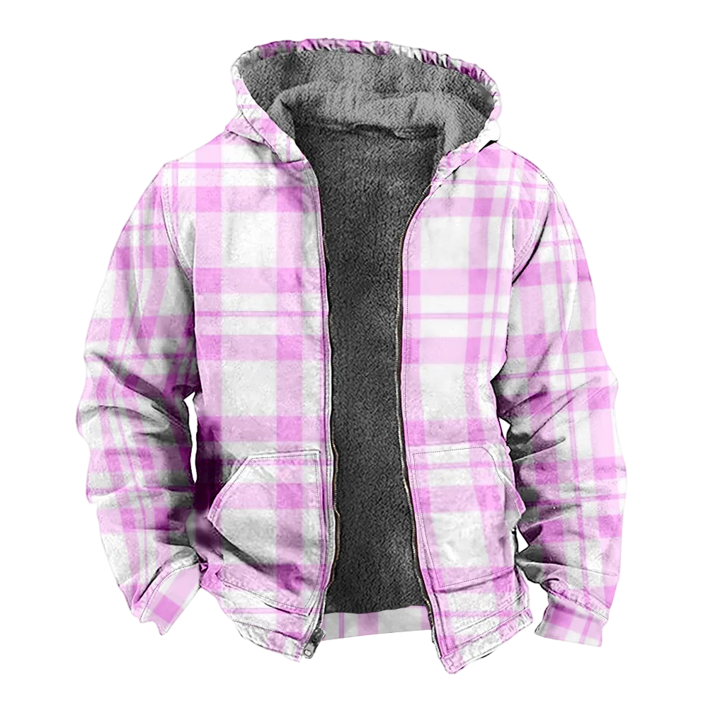 Men's Winter Jackets Coats,Plaid Striped Pattern Cotton Clothes Overcoat Breathable Korean CAMPUS