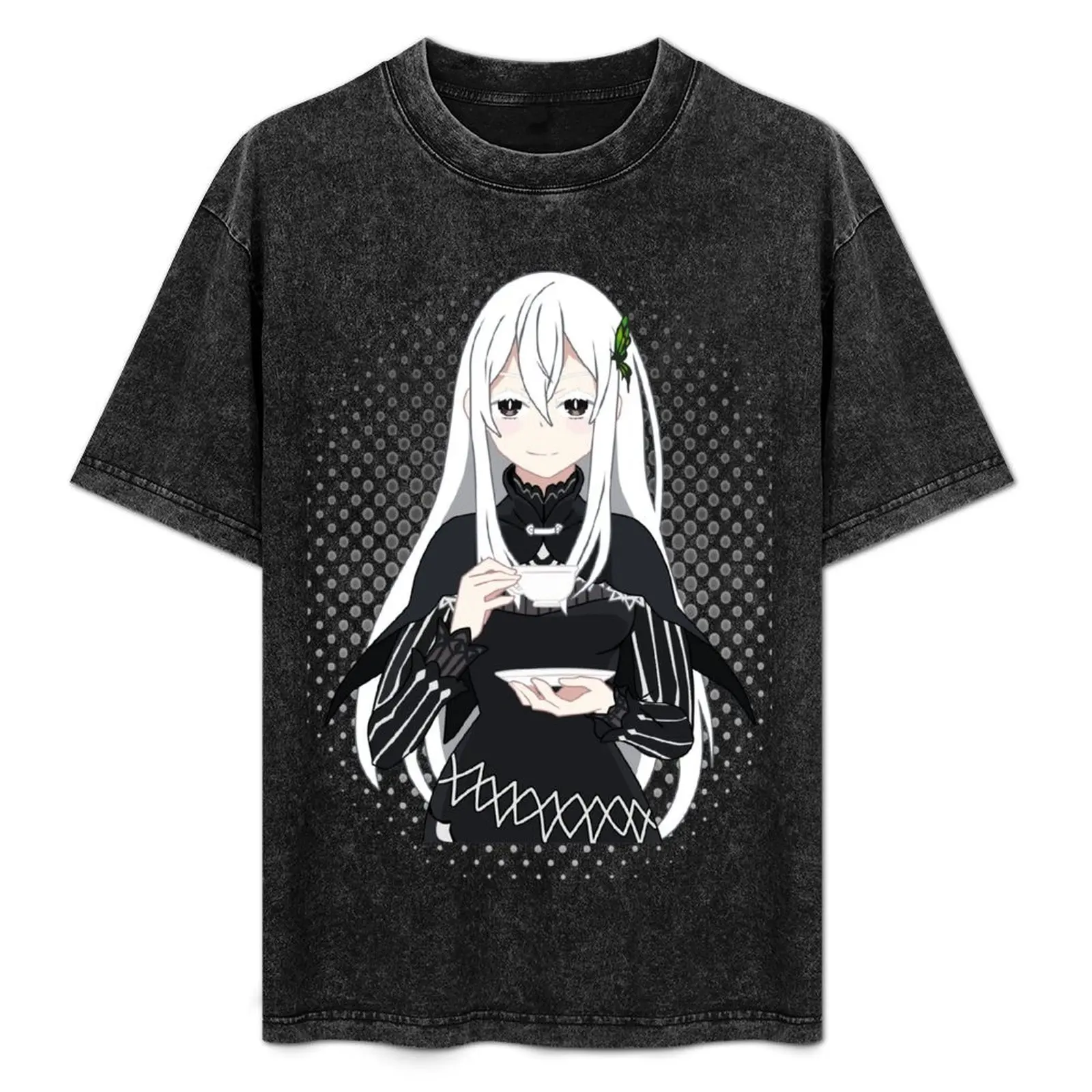 

Re:Zero  Echidna the Witch of Greed Anime Manga Otaku Gift With Black and White Dots T-Shirt Work Wear Breathable Tee