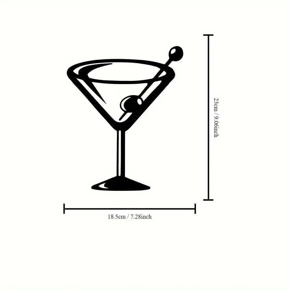 2D Martini Wall Decoration | Alcohol Murals | Gin Art | Bar Cart Art Metal, Martini Wall Decoration