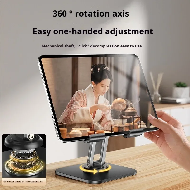 

Foldable Phone Tablet Stand 360° Rotating Design for Desk Compatible with iPad for Drawing Live Streaming Watching