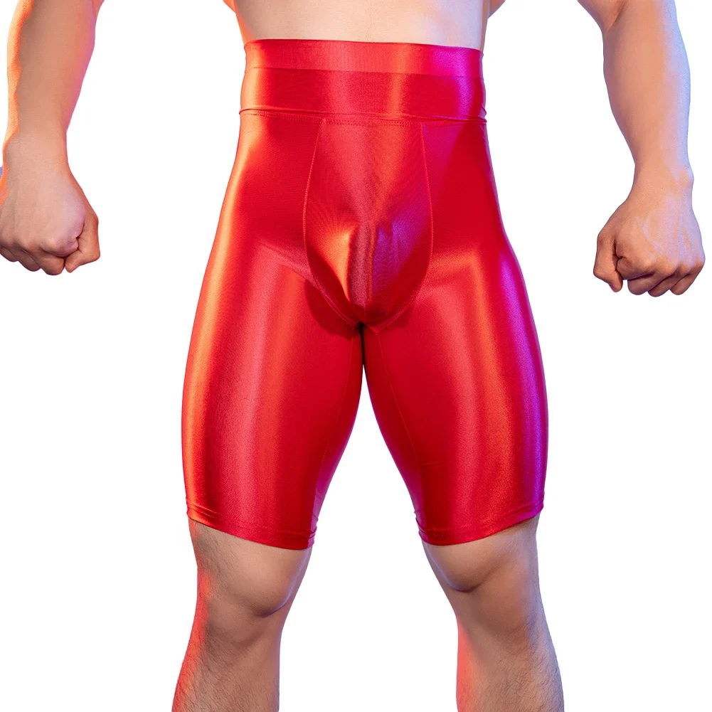 شورت بوكسر لامع للرجال ، حقيبة منتفخة ، زيت ، ملابس داخلية جذوع ، مرونة عالية ، كلسون نحيف ، مشد جسم نحيف ، ملابس داخلية