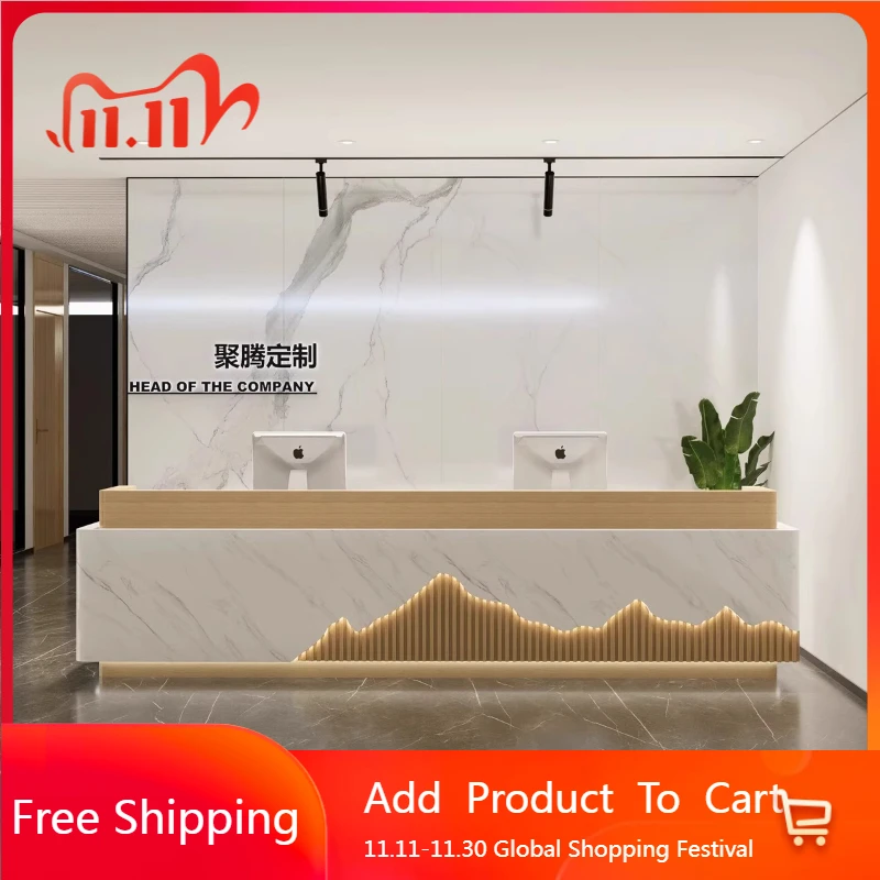 

Company Design Desks Display High Quality Checkout Elegant Store Adult Curved Light Luxury Desks Welcome Salon Bureau Furniture