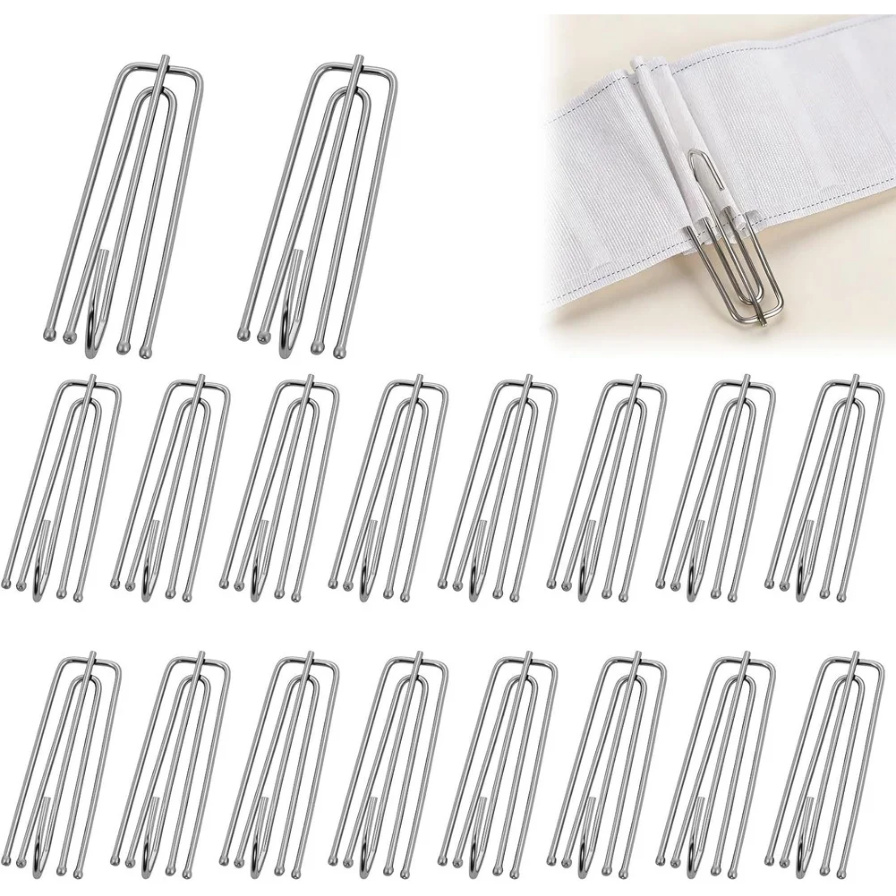 Silver Metal Curtain Hooks Stainless Steel for Modern Drapery Rings 40 50 60 or 150 Pieces Window Hardware Set