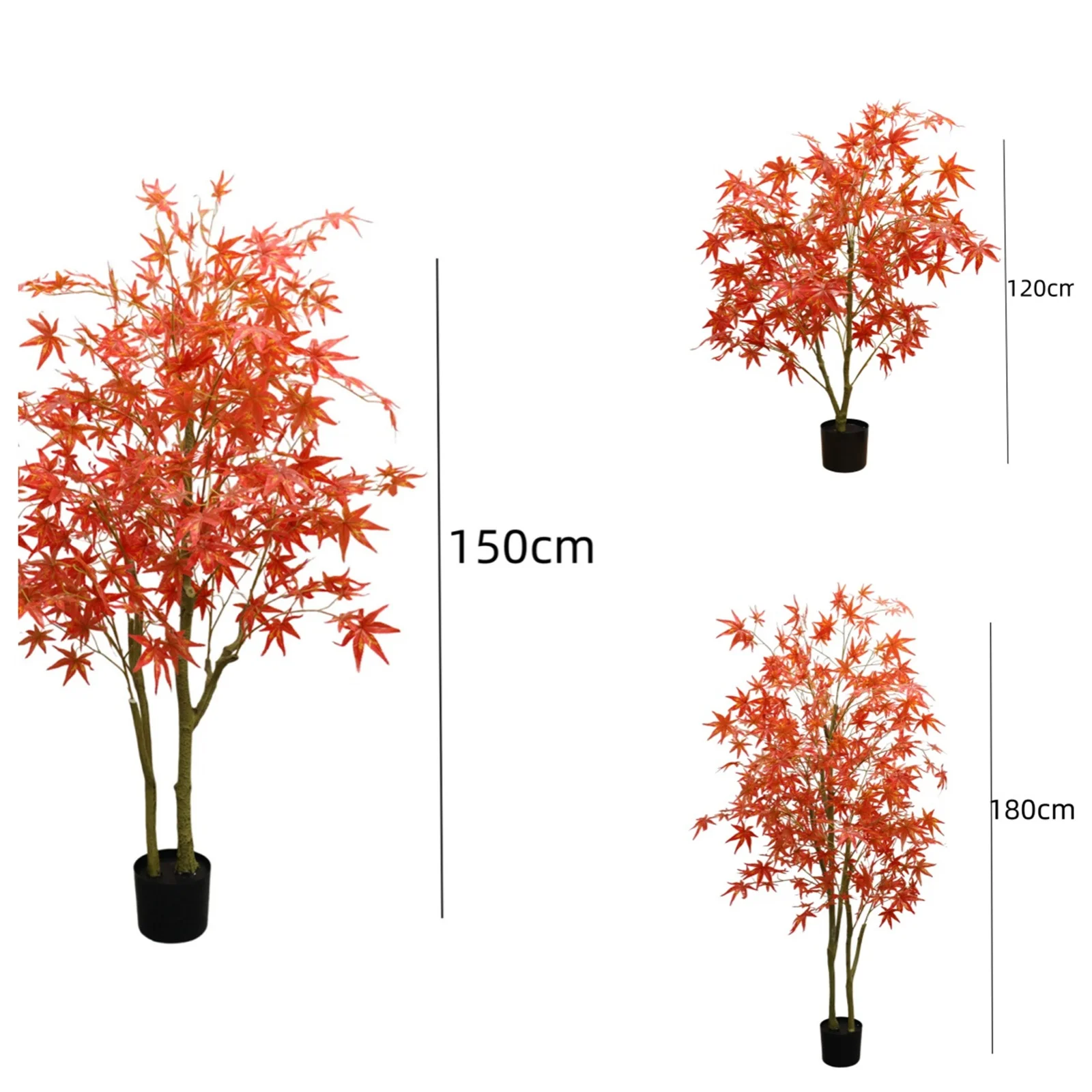 Lidzopas Artificial Maple -180cm - Artificial Autumn Maple in Plastic Can - Red Autumn Tree - Indoor Plants - Household Silk Art