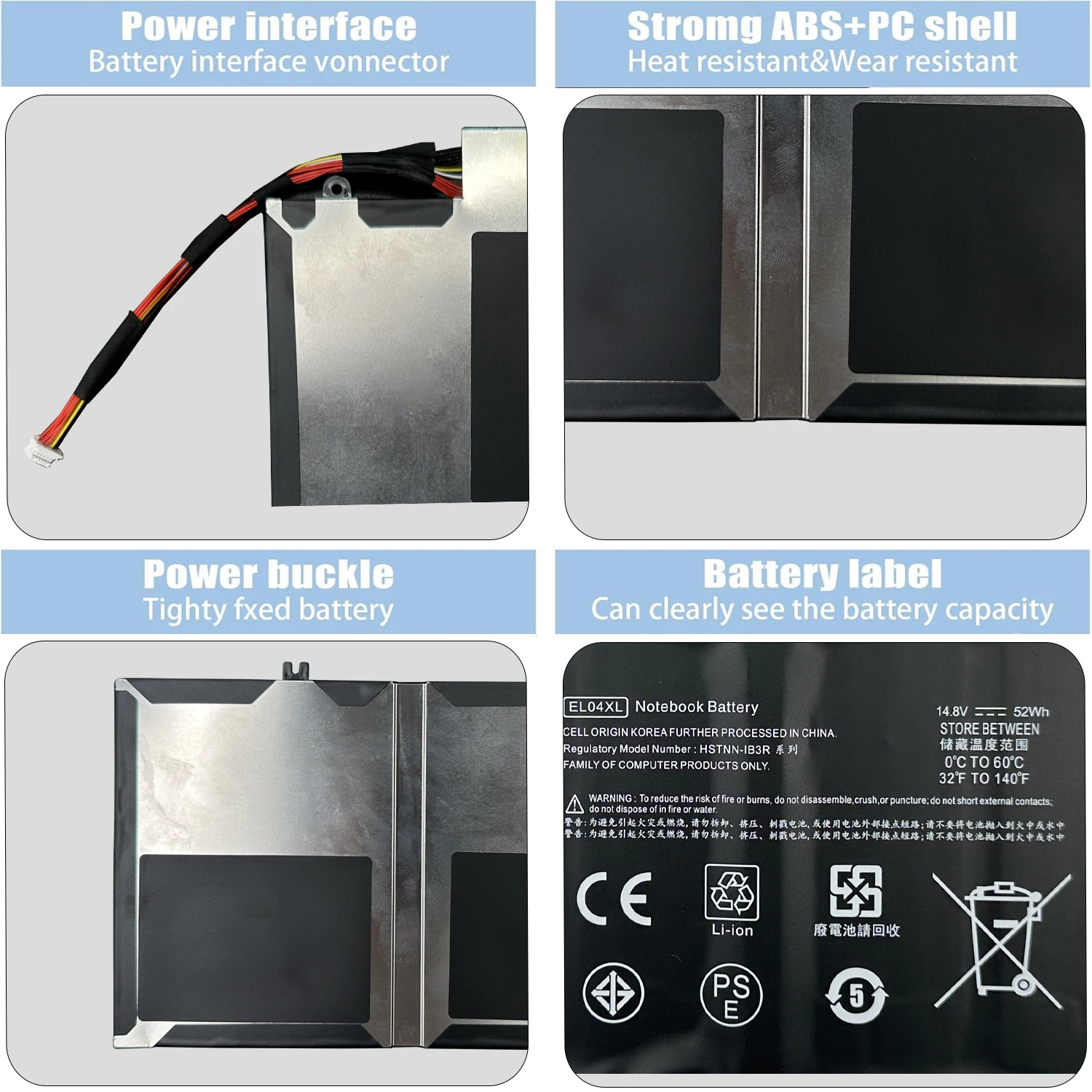 DXT New Laptop Battery EL04XL For HP Envy Fit 681879-1C1 681879-171 681879-541 681949-001 HSTNN-IB3R HSTNN-UB3R TPN-C102