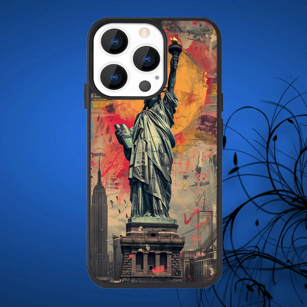 Statue of Liberty New York Phone Case For iPhone 16,15,14,13,12,11,Plus,Pro,Max Mini Magsafe Magnetic Wireless Charging