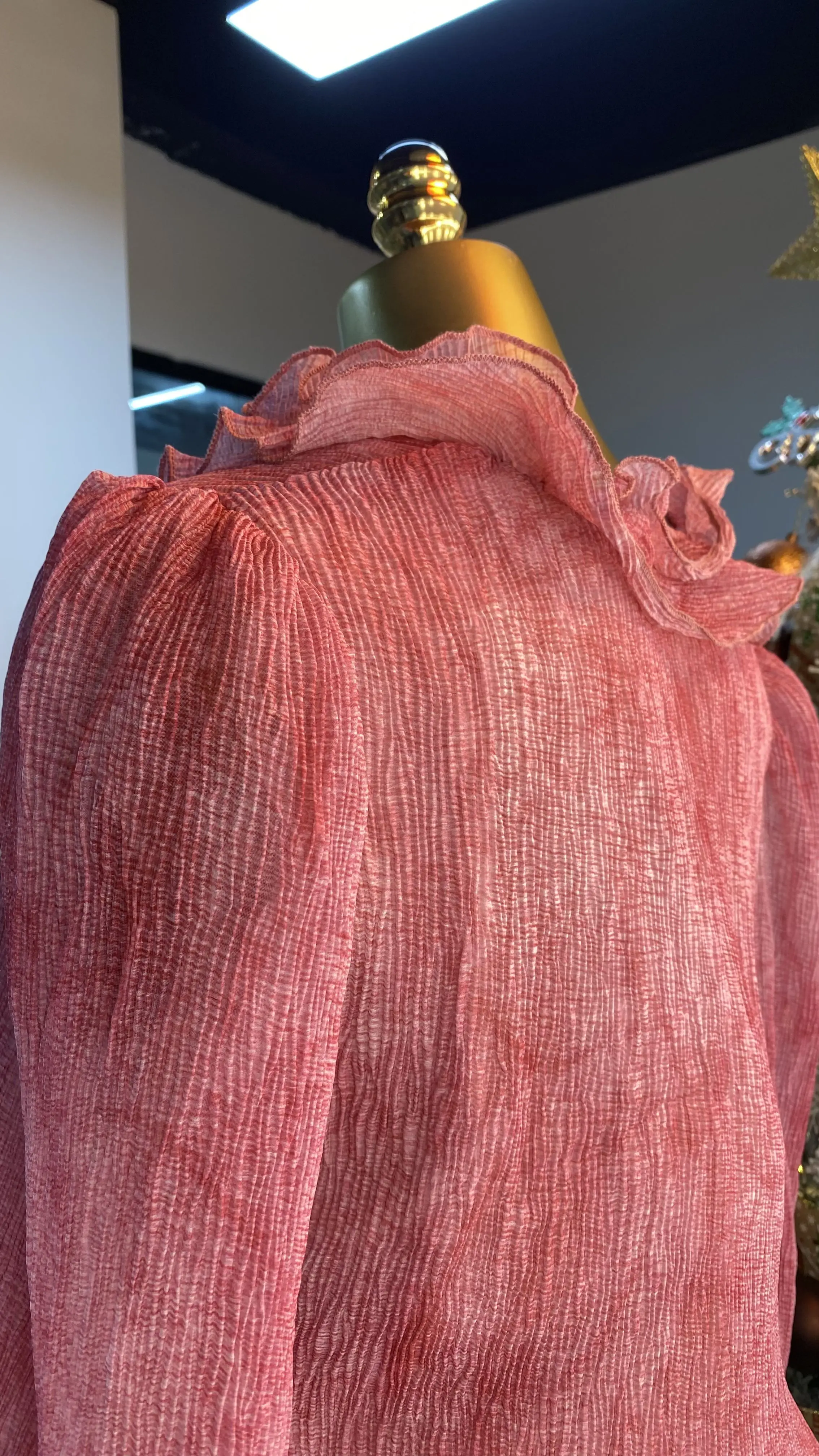 Abito in chiffon con volant tinta unita con cuciture floreali all'ingrosso per donna-GZMM373