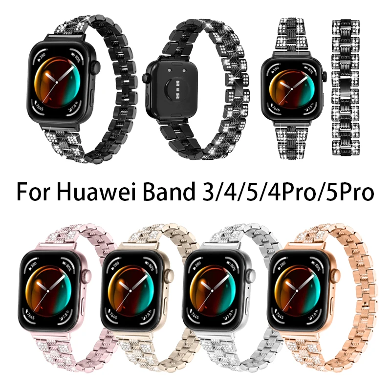 For Huawei Watch Fit 3 fit5 5pro Strap Stainless Steel band Thread Shape Diamond Men Women Bracelet Correa for Huawei fit 4 4pro