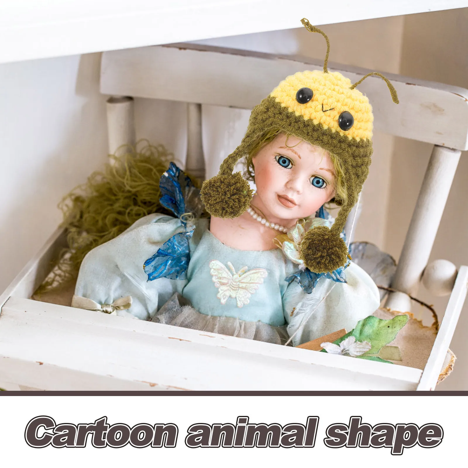 Chapeaux d'animaux de style abeille, mini bonnets tricotés à la main, minuscules bonnets tricotés pour l'artisanat, accessoires de maison de poupée, accessoires photo