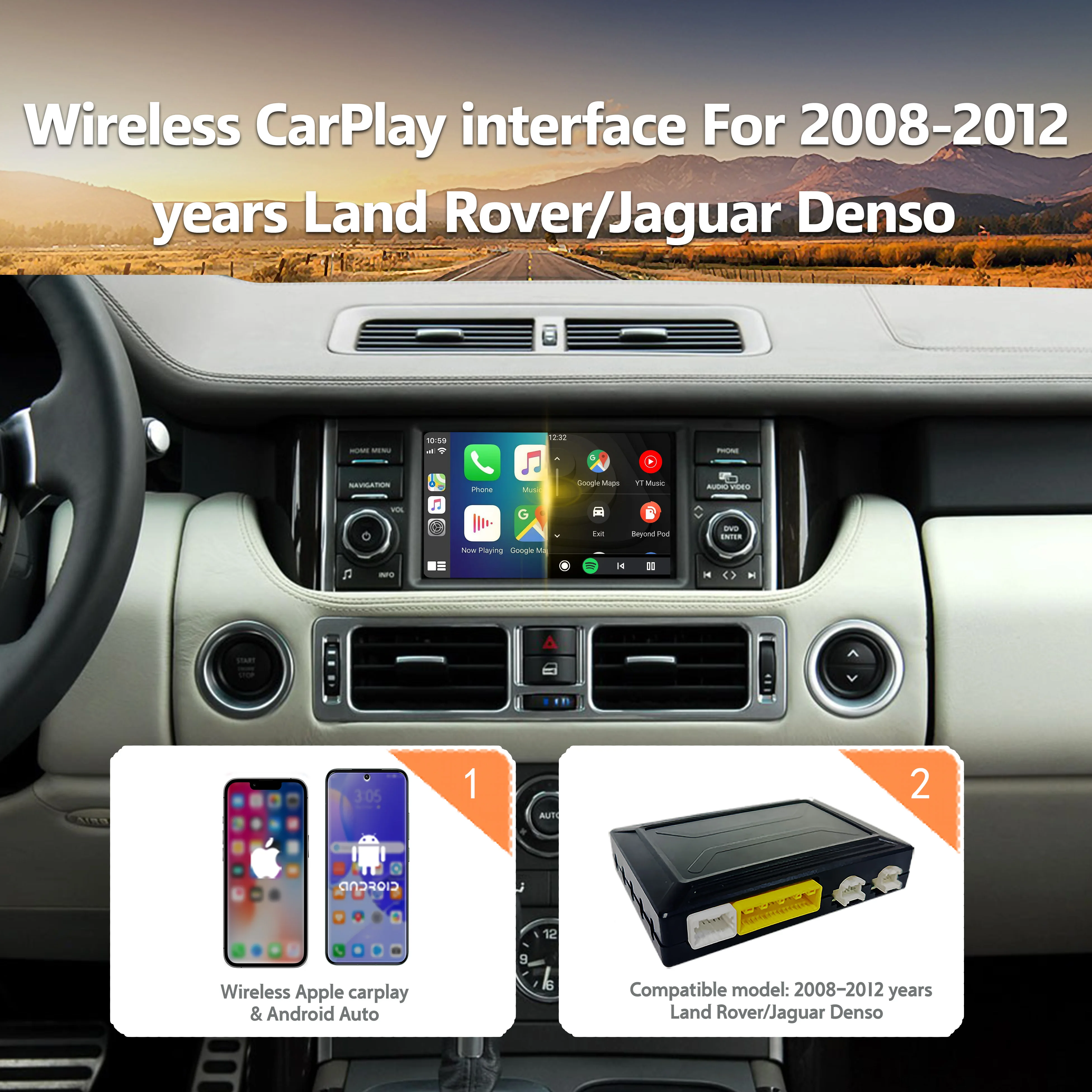 For 2008-2012 Land Rover Denso Wireless CarPlay Android Auto Interface | OEM Display Upgrade |  Plug & Play