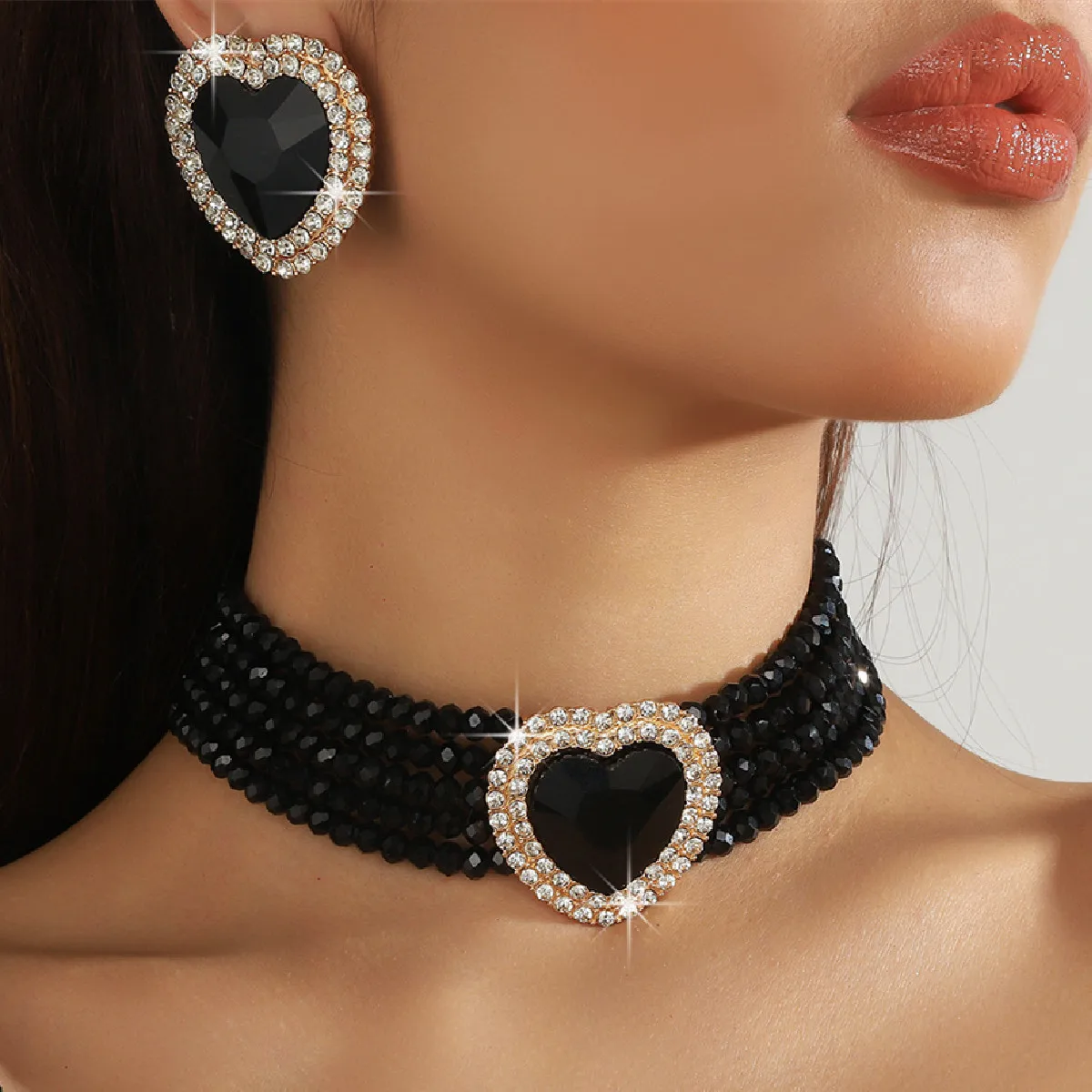 FYUAN Elegant Artificial Crystal Decorated Jewelry Set Fashion Jewelry for Party Daily Clothing Decor Trendy All-match Jewelry