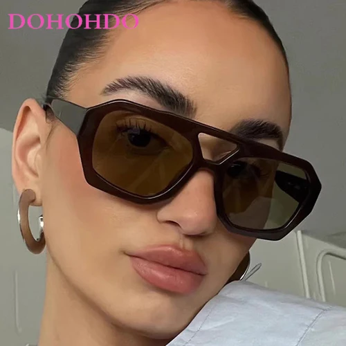 Gafas de sol de piloto de puente doble a la moda para mujer, gafas de sol irregulares de diseñador de lujo para hombre, gafas de viaje para conducir al aire libre, Unisex UV400
