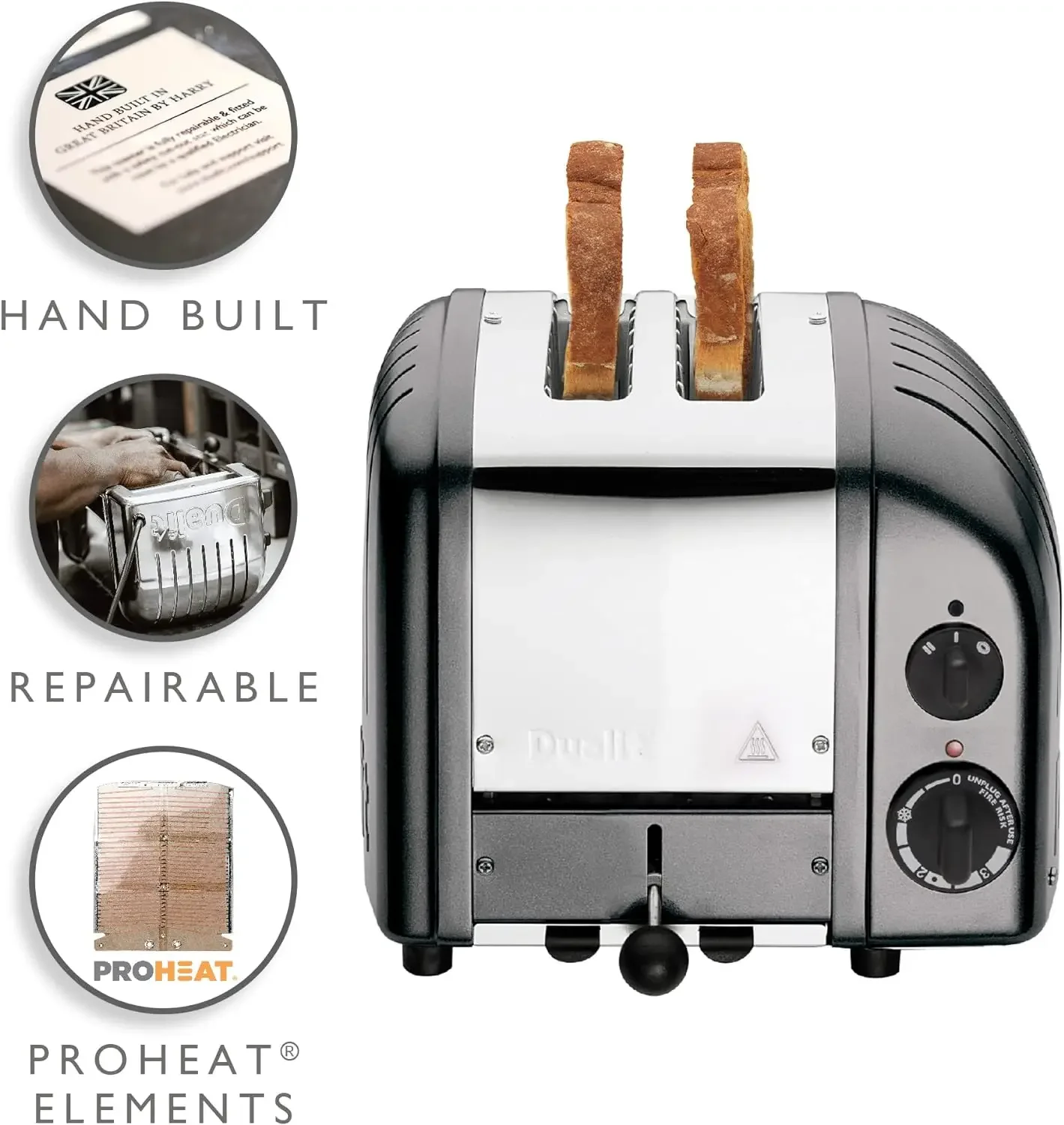 Dualit 2 slice Toaster, Charcoal