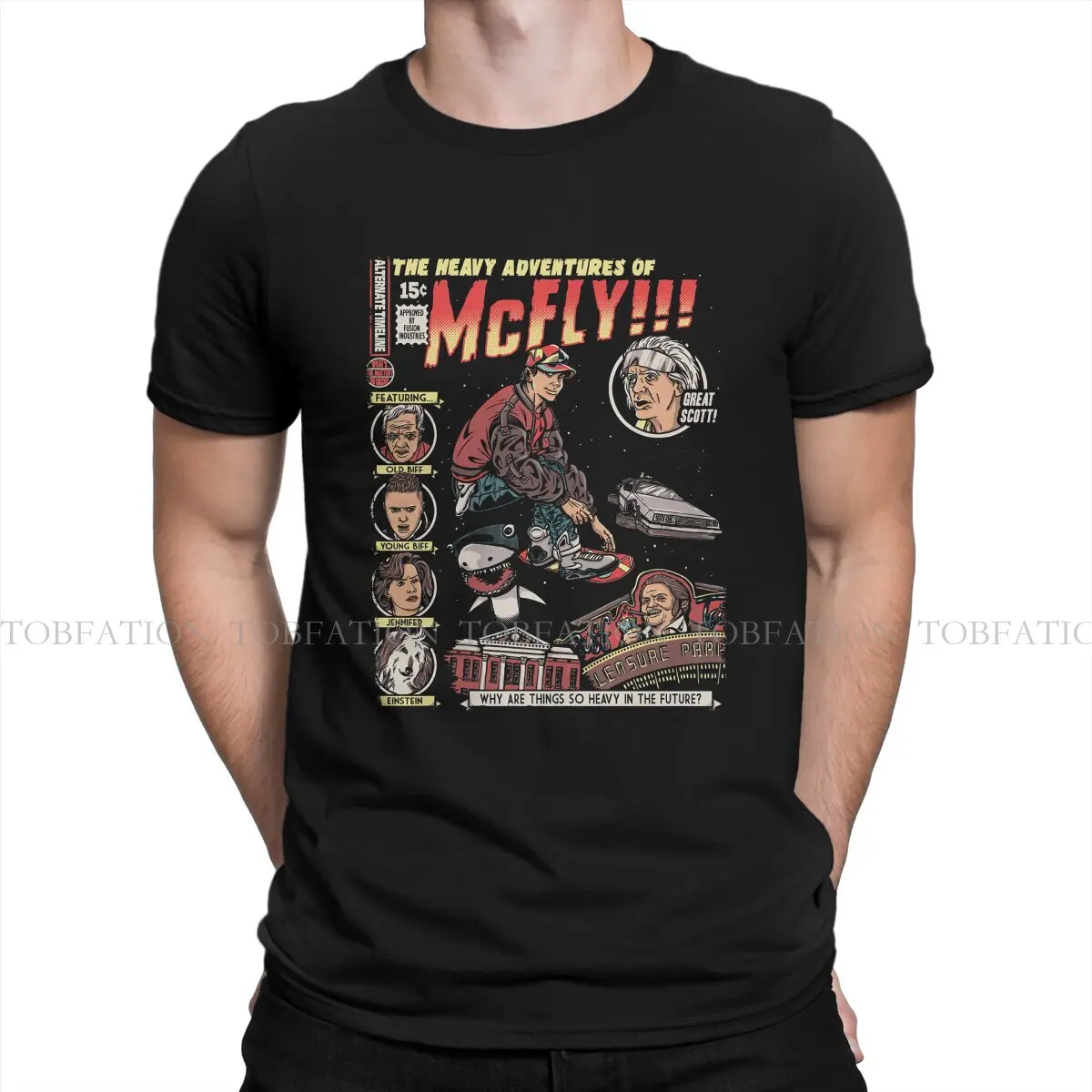 Back to the Future Film TShirt for Men Heavy Adventures Classic Soft Leisure Sweatshirts T Shirt 100% Cotton New Design Loose