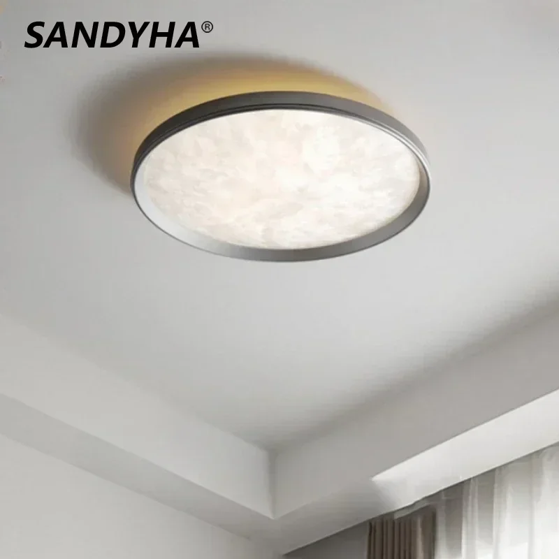 SANDYHA الحديثة الحد الأدنى ضوء السقف الاكريليك الحرير سحق الجليد عاكس الضوء LED الثريا مثالية لغرفة النوم والدراسة وظيفية