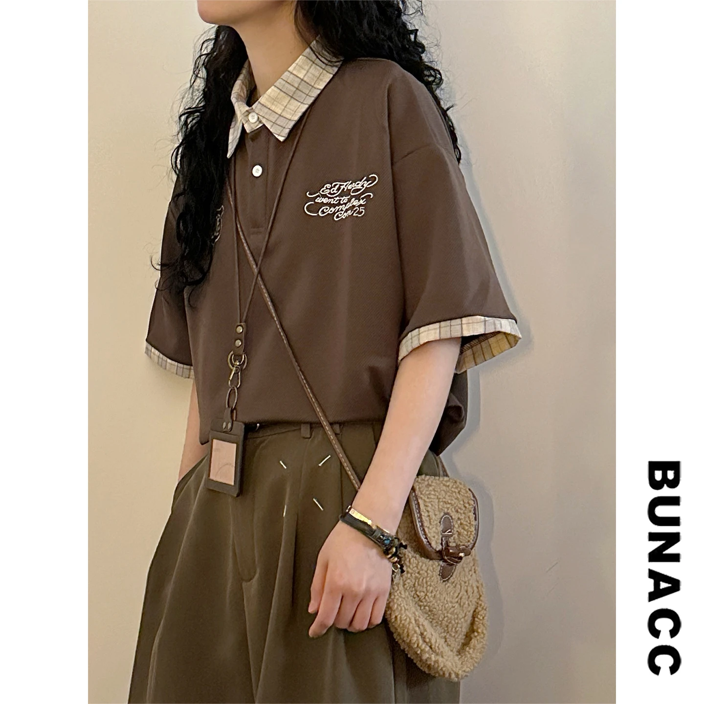 

Summer Patchwork Shirt Casual Loose Short Sleeve Embroidered Versatile Men Women Fashion Retro Hong Kong Style Top