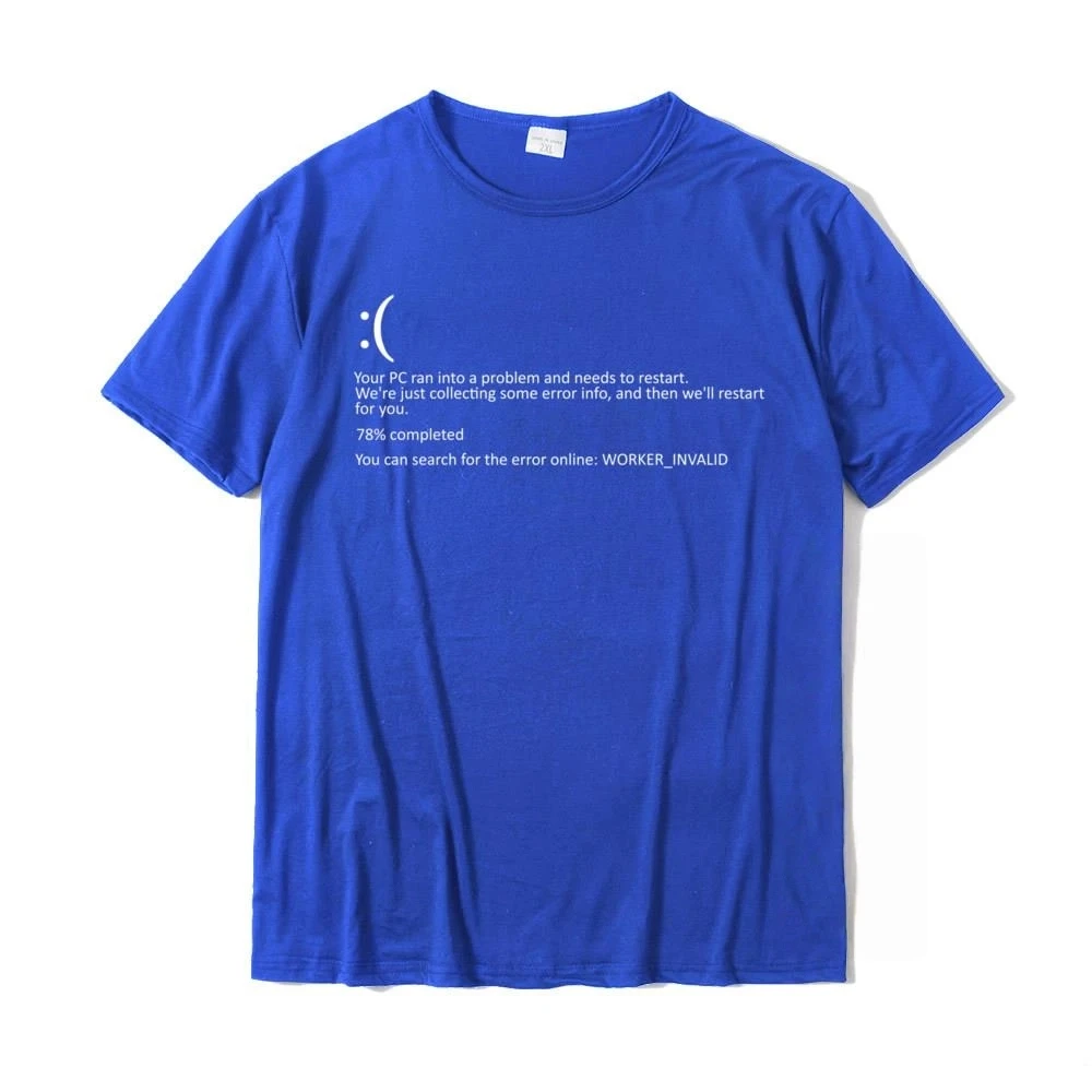 

Interesting blue screen crash computer, high-quality pure cotton T-shirt for men's clothing, fashionable street casual T-shirt