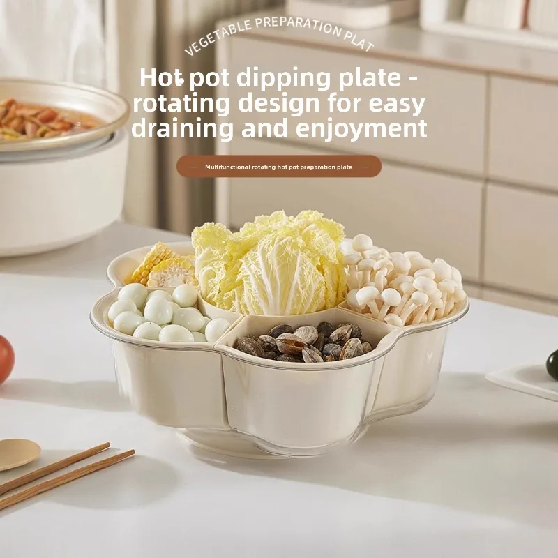 

Rotatable Hot Pot Accessory Plate Nine-square Hot Pot Assorted Plate Kitchen Household Double-layer Vegetable Serving Plate Gift