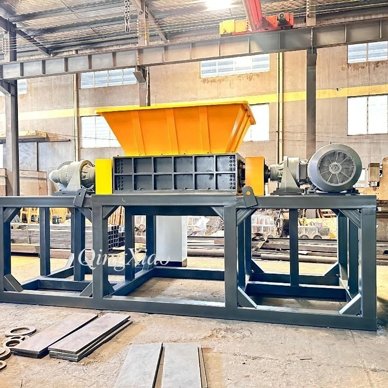 Deposit Heavy Duty Twin Shaft Crusher With Consistent Output For Mixed Solid Waste Metal Wood Pallets Plastic Film Processing