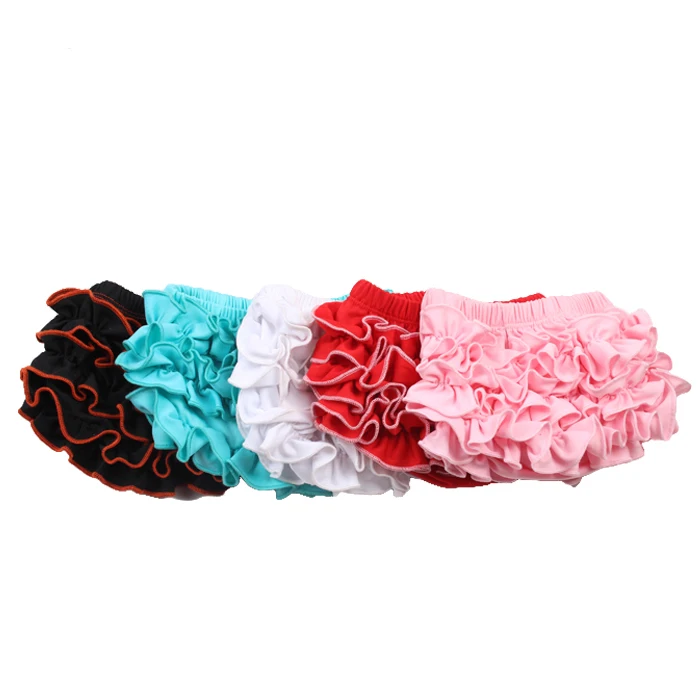 Hot selling solid color summer cute girls children icing ruffle baby bloomers underwear