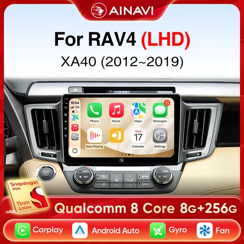 Imagen 1 del producto Ainavi Radio del coche para Toyota RAV4 2012 2013 2015 2016 2017 2018 2019 XA40 Carplay Android Auto Multimedia HDMI DSP 48EQ 2 DIN