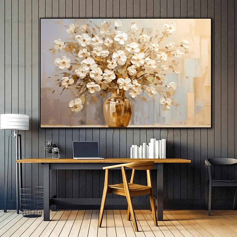 

Modern Vintage Floral Canvas Art Print, Frameless Wall Decor for Living Room & Bedroom