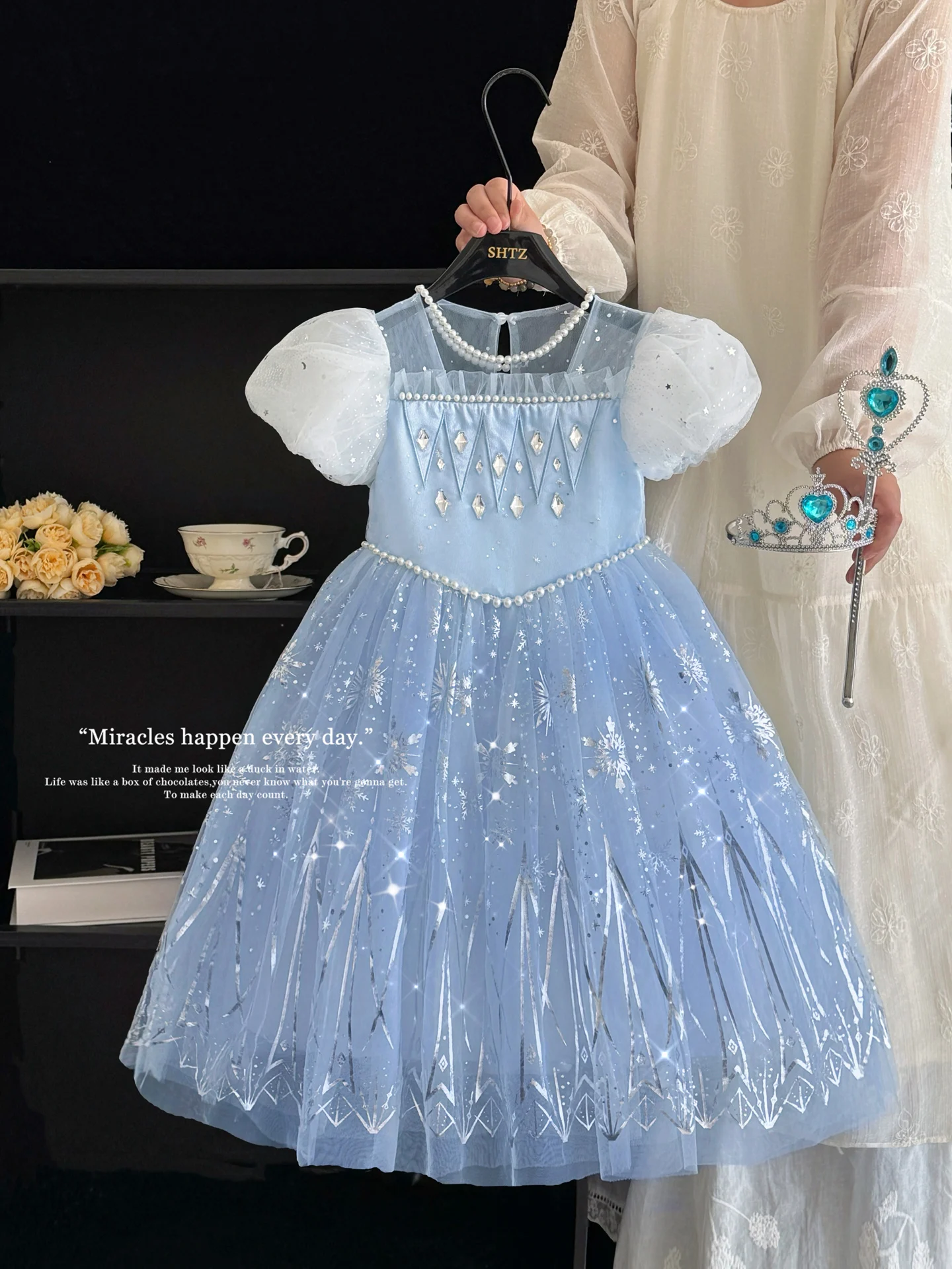elsa-princess-skirt-children's-summer-birthday-dress-ice-princess-puffy-skirt-blue-color-children's-clothing-elegant-cartoon