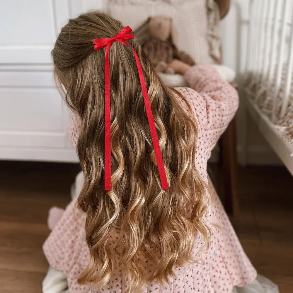 Diadema con lazo de cinta para mujer y niña, accesorios para el cabello, pinzas laterales para fiesta, 2 piezas, 2024