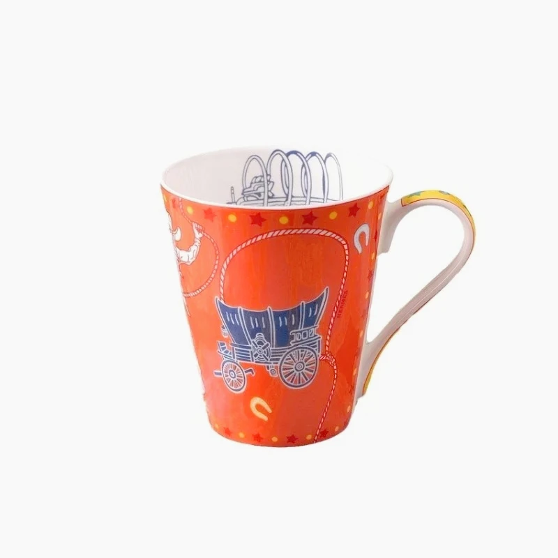 

Cute ceramic breakfast cup underglaze color household mug high-grade bone china coffee cup 300ml large mouth water cup