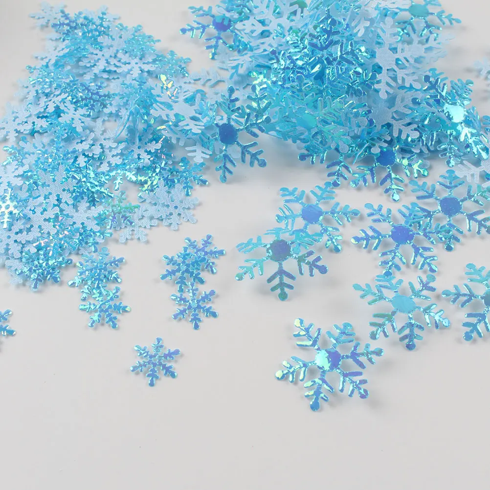 

600 Colored Decorations Christmas Party Colored Fake Snowflakes New Year Reusable Plastic Indoor Wall Window nament