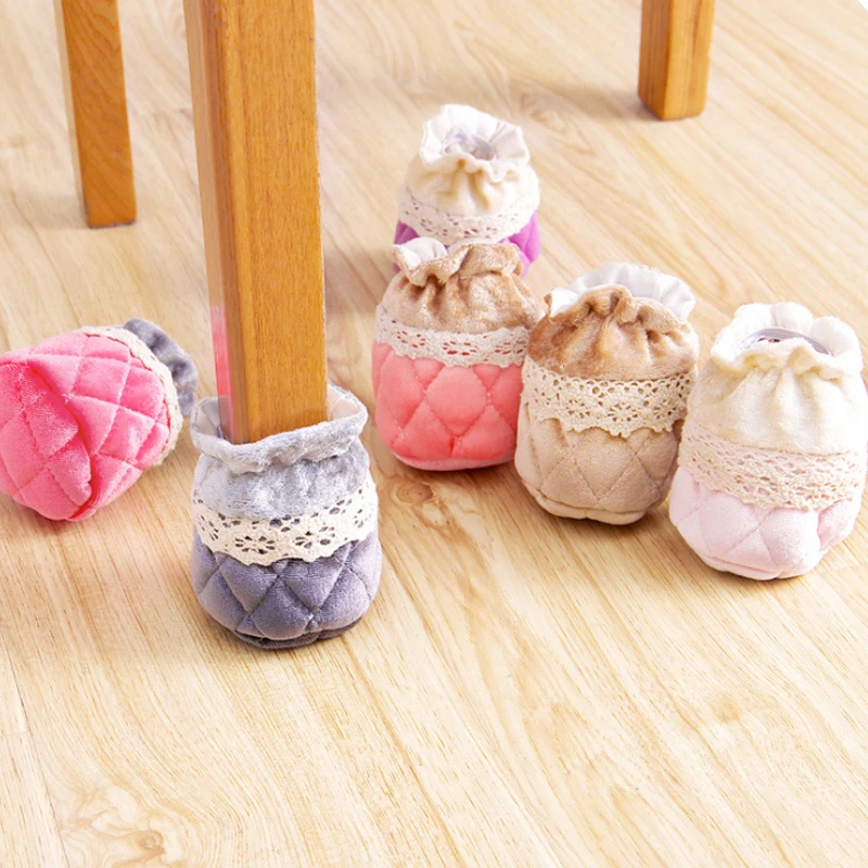 

1PC Table Foot Socks Flannel Lace Chair Leg Covers Floor Protectors Non-Slip Knitting Socks For Furniture Cartoon Home Decor