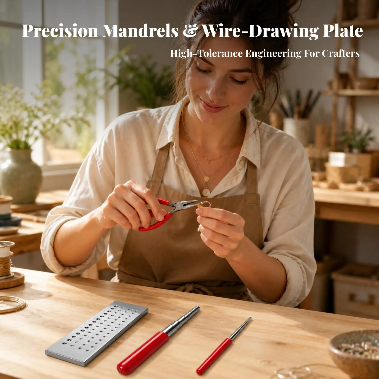 Complete Jewelry Tool Kit with Flat Pliers Forming Plate Two Mandrels for Beading Bracelet Necklace Making Supplies