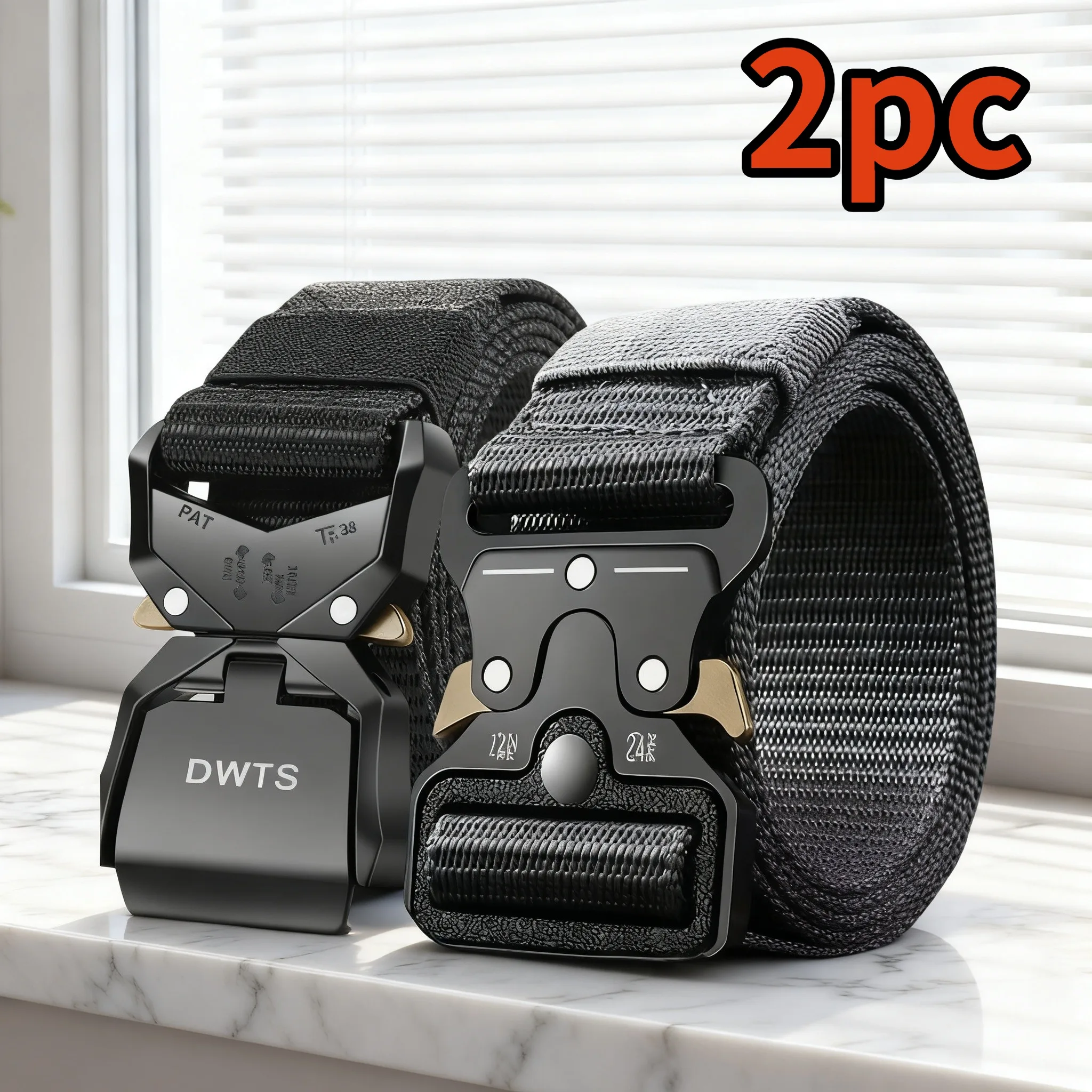 2-piece men's waist belt metal quick release insert buckle outdoor work belt durable men's practical gift
