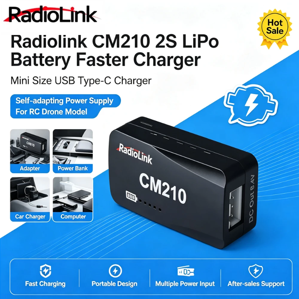 Radiolink CM210 2s LiPo – chargeur de batterie plus rapide, connecteur USB type-c de taille Mini, alimentation auto-adaptative pour modèle de Drone RC