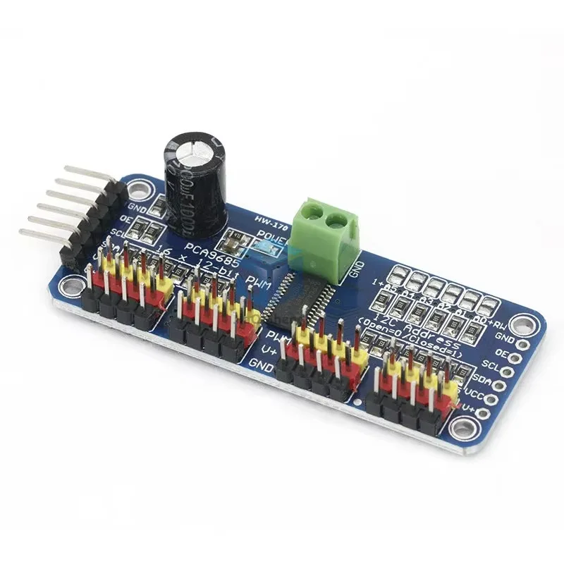 16-канальный 12-битный модуль PWM/Servo Driver-I2C интерфейса PCA9685, защитный модуль pi, серводвигатель
