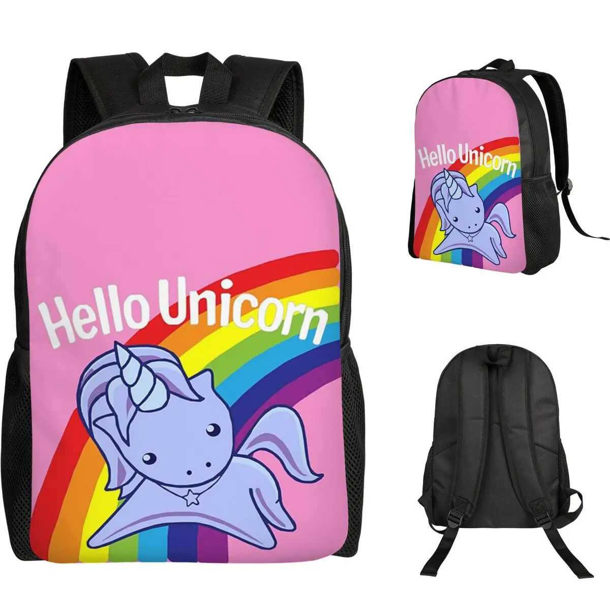 

Hello Unicorn Student Backpack School Bag Hiking Travel Daypack for Boys Girls Fashion Bookbag Shoulder Bags