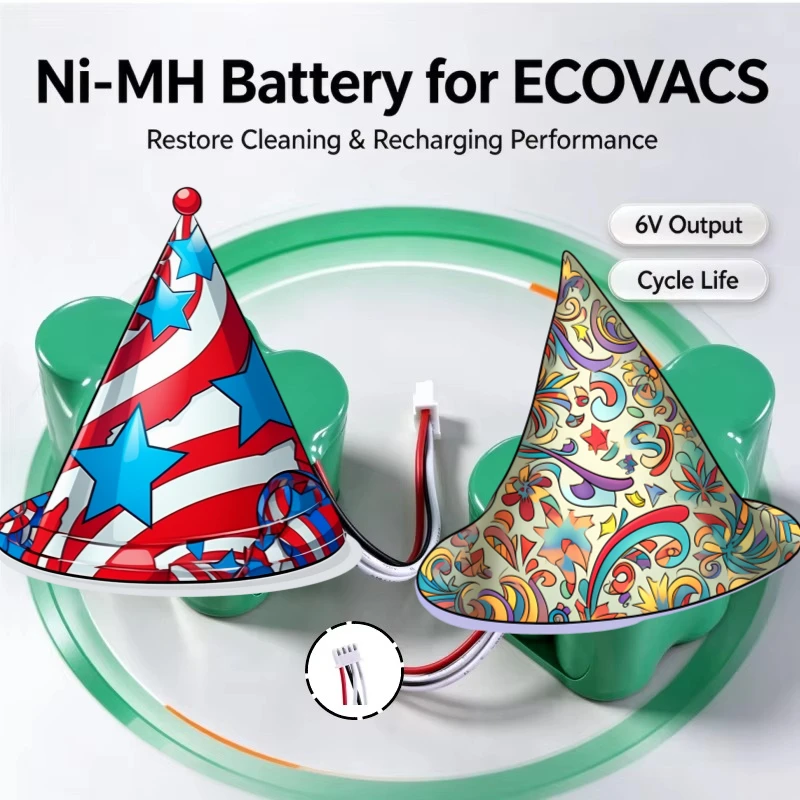 5.2Ah-12.8Ah 6VNi-MH Robot Vacuum Cleaner Replacement Battery Compatible with ECOVACS 620 710 D73 D76 LP43SC 3300P5 RB001 CEN630