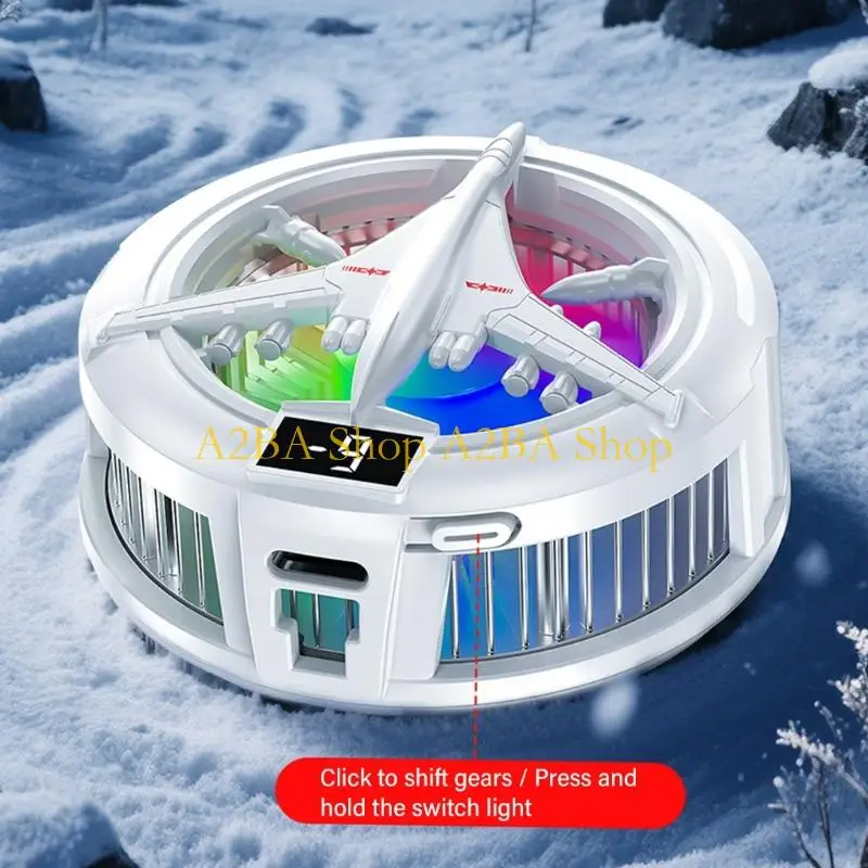 A2BA Round Phone Cooling Fan with Front Display for Video Watch Use