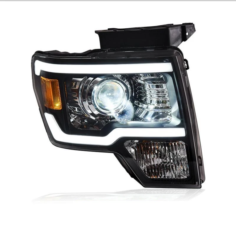 2 قطعة مناسبة لفورد 08-14 رابتور F150 مجموعة مصابيح أمامية تعديل LED النهار تشغيل ضوء تشغيل المياه بدوره إشارة عدسة