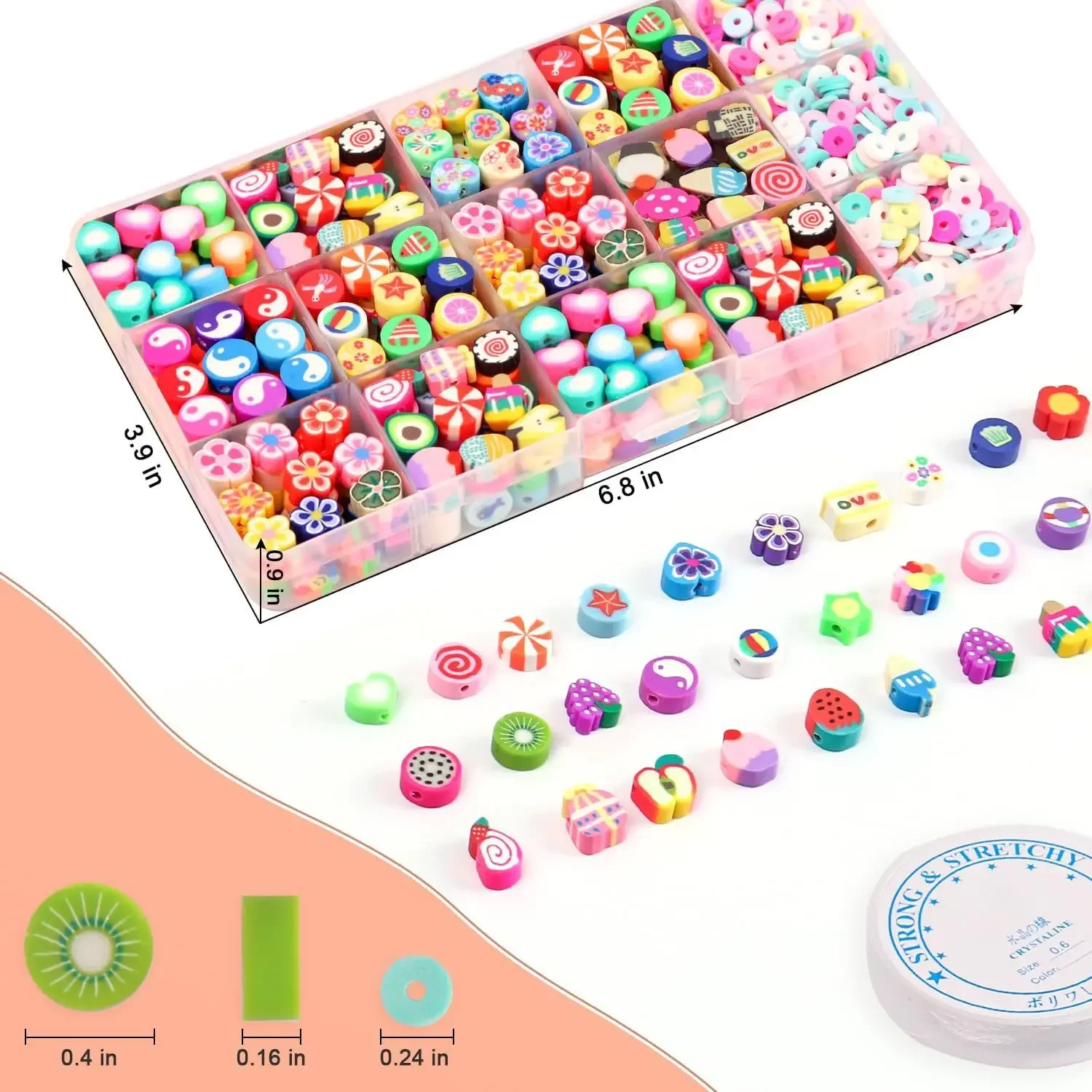 1230pcs soft pottery perforated beads love fruit flower jewelry set box DIY children jewelry