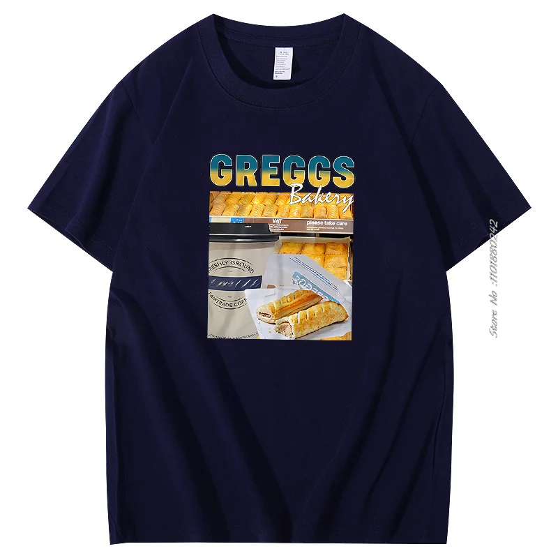 

Мужская футболка, летняя футболка с коротким рукавом, футболка Greggs Homage, рулон колбасы, пекарня, забавная модная хлопковая футболка Homme