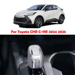 For Toyota CHR C-HR 2024 2025 Interior Accessories ABS Carbon fiber chrome Car Gear Shift Panel Frame Gear Knob Cover Head Trim