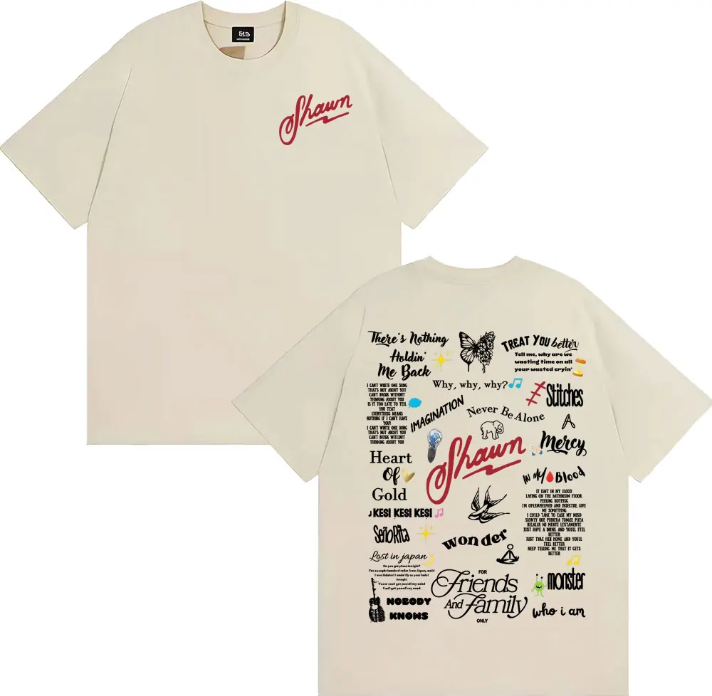 Shawn Mendes Album Tour 2025, bedruckte T-Shirts für Damen und Herren, Baumwolle, übergroß, für Herren, Vintage, Hip-Hop, Popmusik, Tops, Kleidung