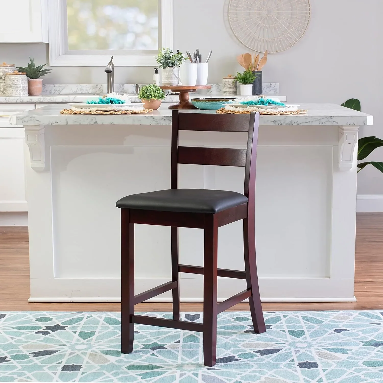 Modern 24" Counter Stool with Back, Set of 2 - Kitchen Island Bar Height Stools for Dining & Home Decor