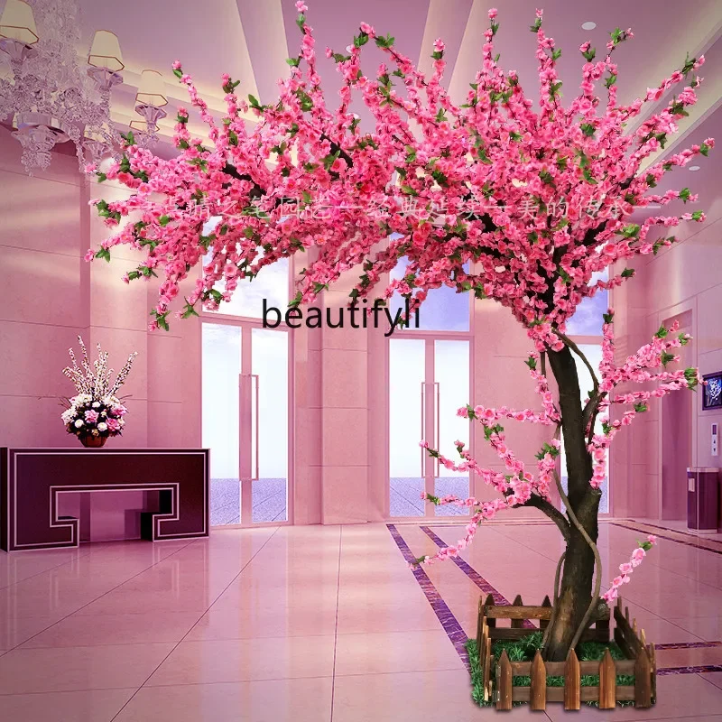 lbFake Peach Tree Simulation Large Plant Peach Blossom Artificial Cherry Tree Simulation Wishing Peach Blossom Decoration